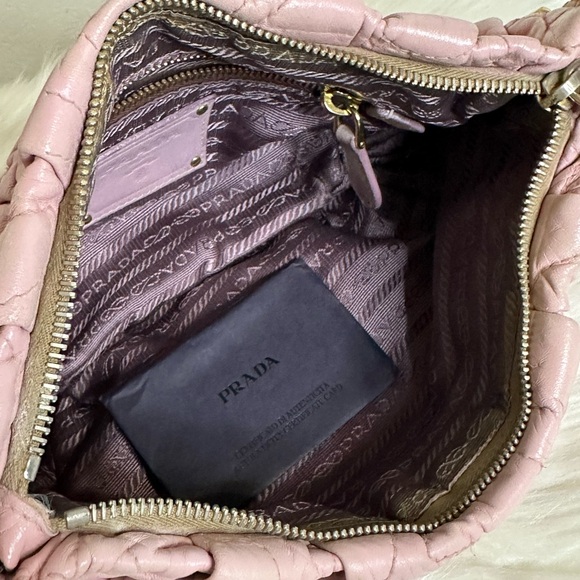 💯Authentic Prada Napa Stitches Hobo Pochette Shoulder Bag in Gold Hardware🍀 - Picture 12 of 17